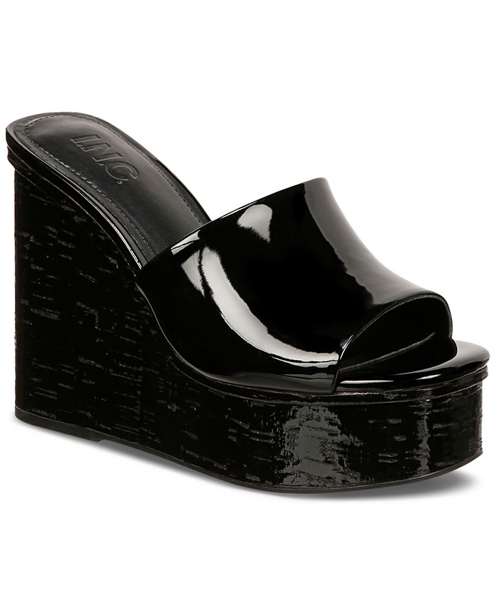 Macy's black wedge best sale sandals