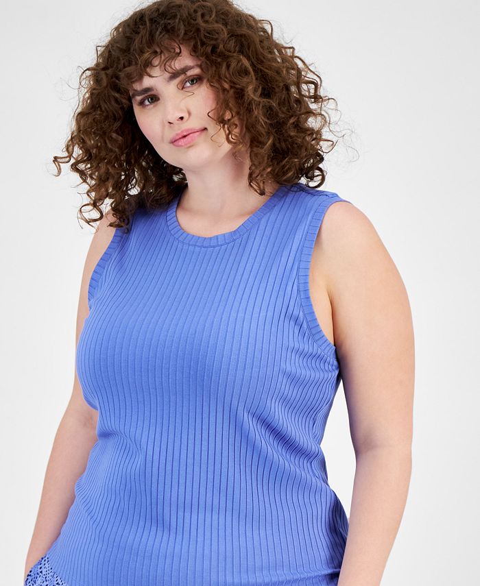 Bar III Plus Size Sleeveless Ribbed Tank Top, Created for Macy's - Macy's