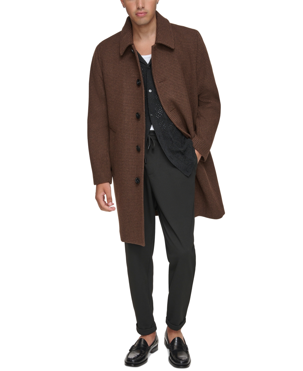 Marc New York Men's Rennel Houndstooth Single-Breasted Topcoat