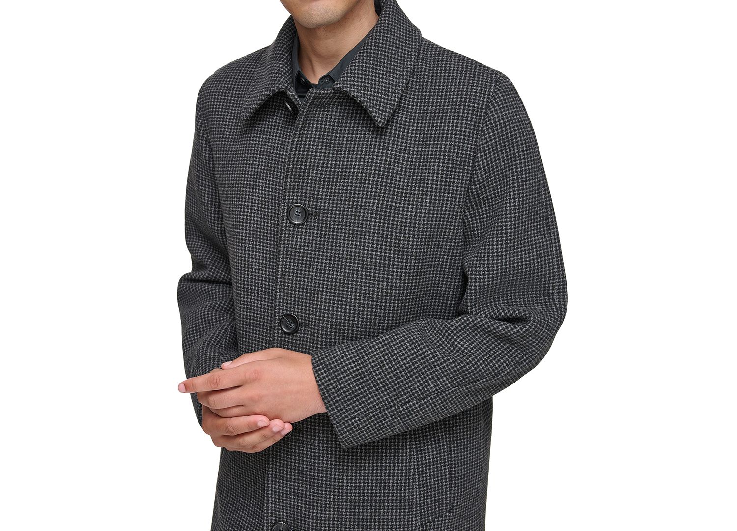 Men's Rennel Houndstooth Single-Breasted Topcoat
