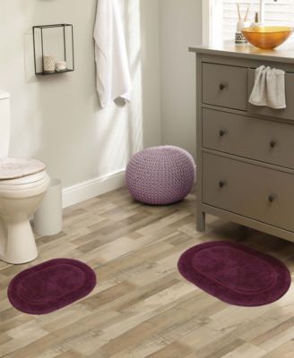 Oval Solid Non-Skid Washable Cotton 2-Pc. Bath Rug Set