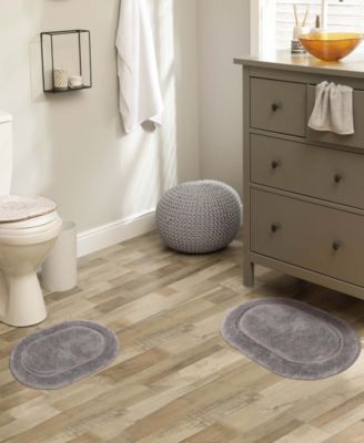 Oval Solid Non-Skid Washable Cotton 2-Pc. Bath Rug Set
