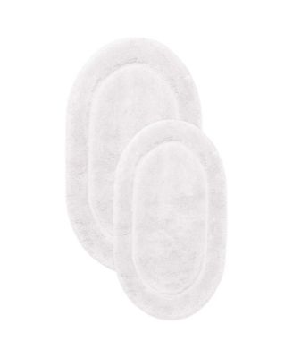 Oval Solid Non-Skid Washable Cotton 2-Pc. Bath Rug Set