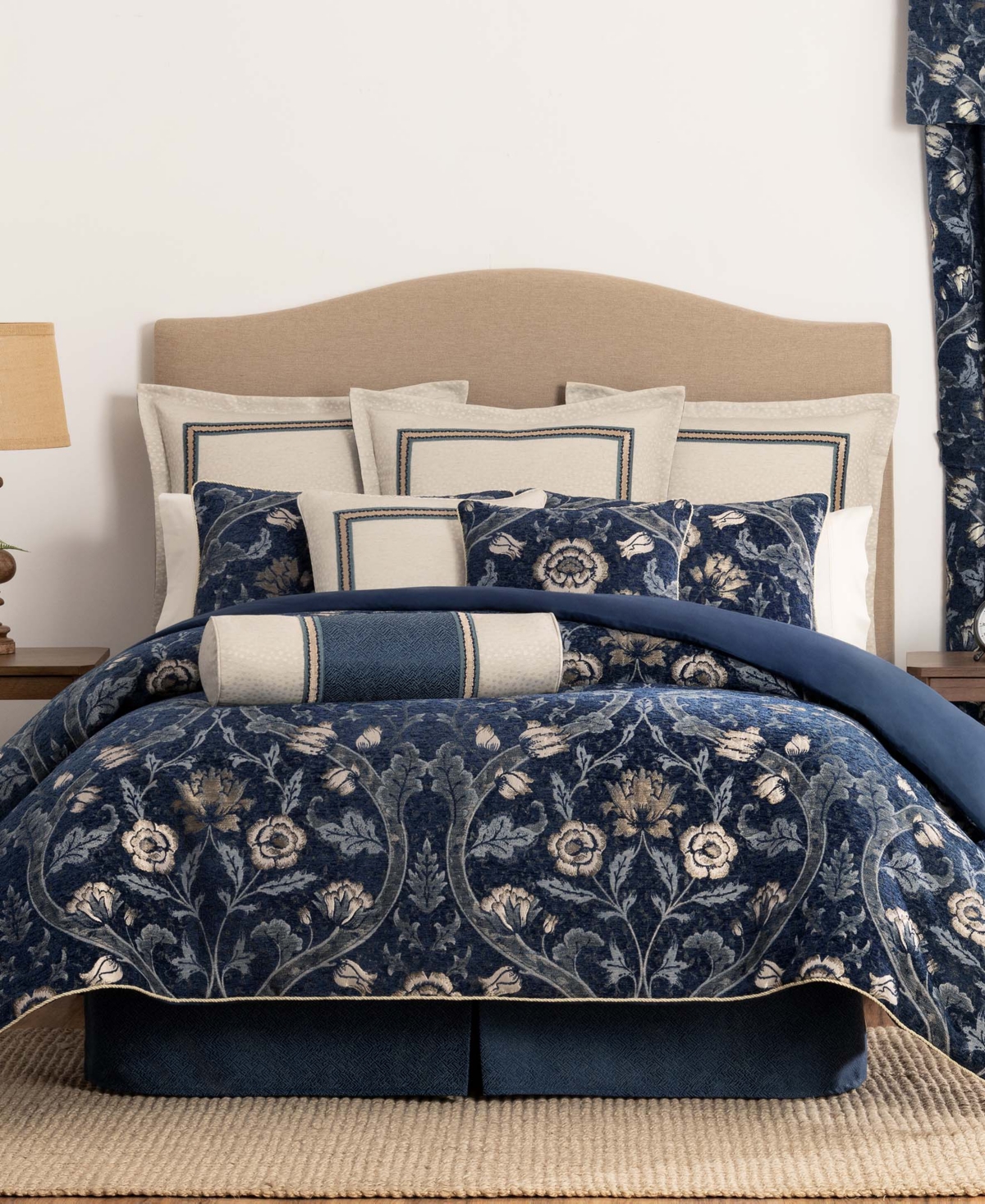 Shop Rose Tree Cynthia Floral Chenille 4-pc Comforter Set, King In Navy