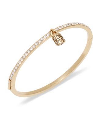 Faux Stone Iconic Padlock Tennis Sculpted C Motif Bangle Bracelet