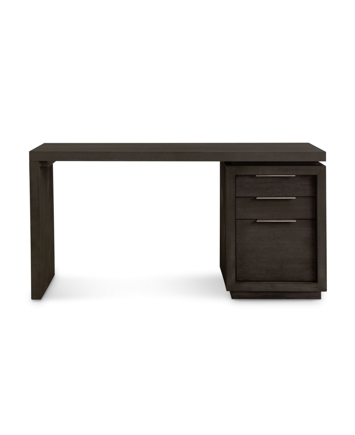 Shop Macy's Oxford 60" Wood Three-drawer Single Pedestal Desk In Basalt Gray