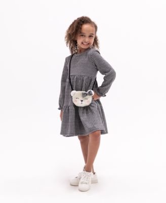 Toddler Girls Long Sleeve Knit Dress With Bag Set
