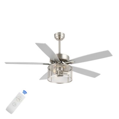 Max Farmhouse Industrial Iron/Wood Mobile App remote Controlled LED Ceiling Fan
