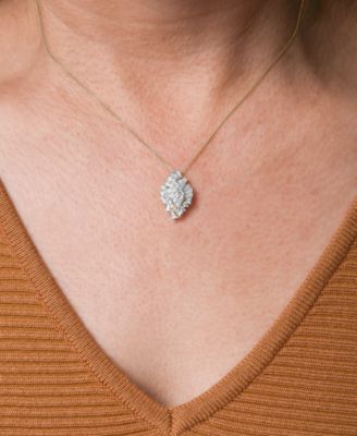 Diamond Cluster Pendant Necklace (1 ct. t.w.) in 14k Gold, Created for Macy's