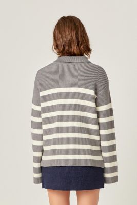 Women's Striped Half-Zip Sweater