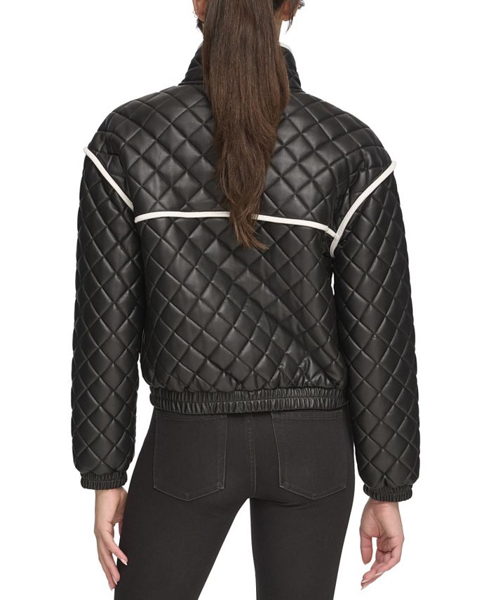 Andrew Marc Sport Women's Quilted Faux Leather Bomber Jacket With ...