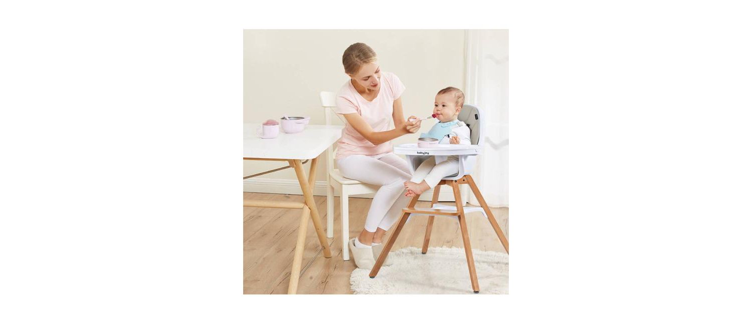 Girls 3-in-1 Convertible Wooden High Chair