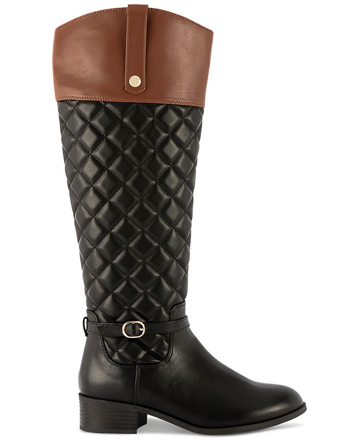 Karen Scott Stancee Quilted Buckled Riding Boots, Created for Macys ...