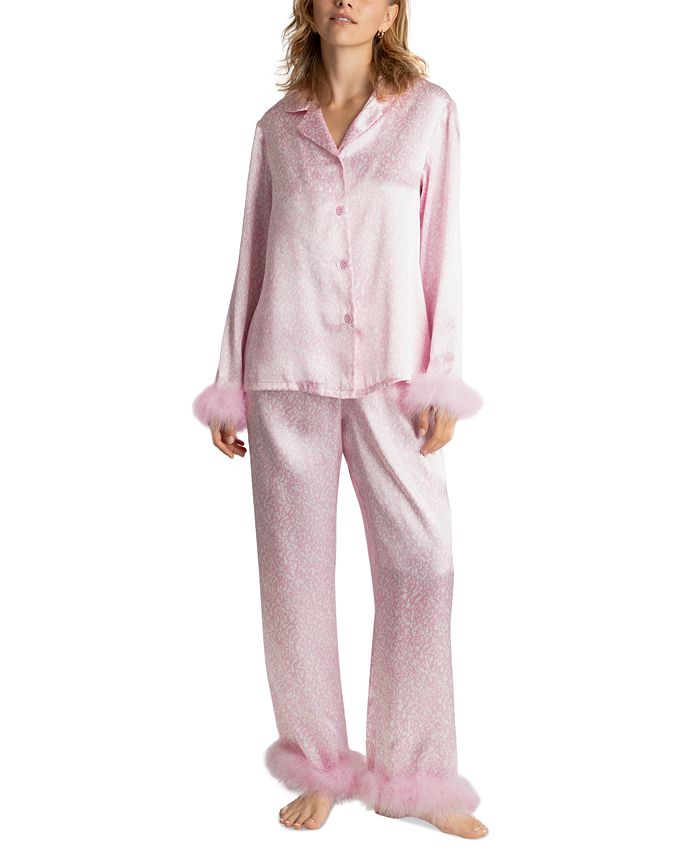 Women's Pink Satin Bra & Panty Set Satin Bikini Casual Sleepwear
