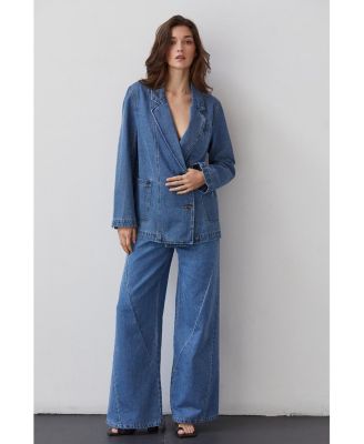 Women's Brandi Double Breasted Denim Blazer Jacket