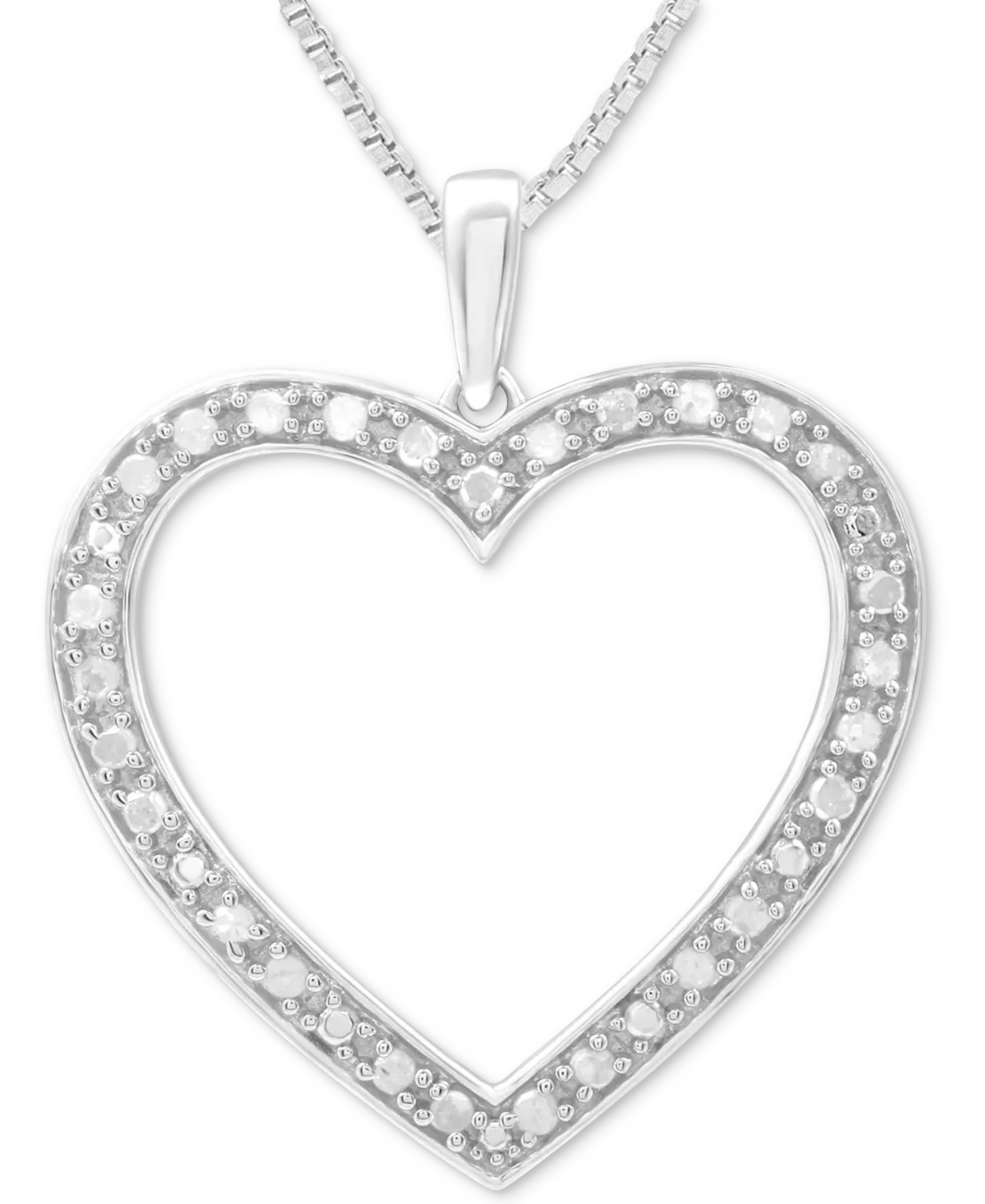 Diamond Heart 18" Pendant Necklace (1/4 ct. t.w.) in Sterling Silver - Sterling Silver