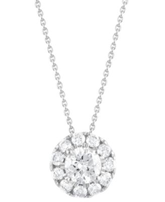 Macy's - Diamond Halo 18" Pendant Necklace (1/2 ct. t.w.) in 14k White Gold