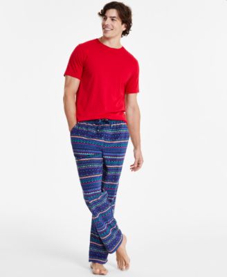 Mens Holiday Pajama T Shirt Regular Fit Fleece Pajama Pants Created For Macys