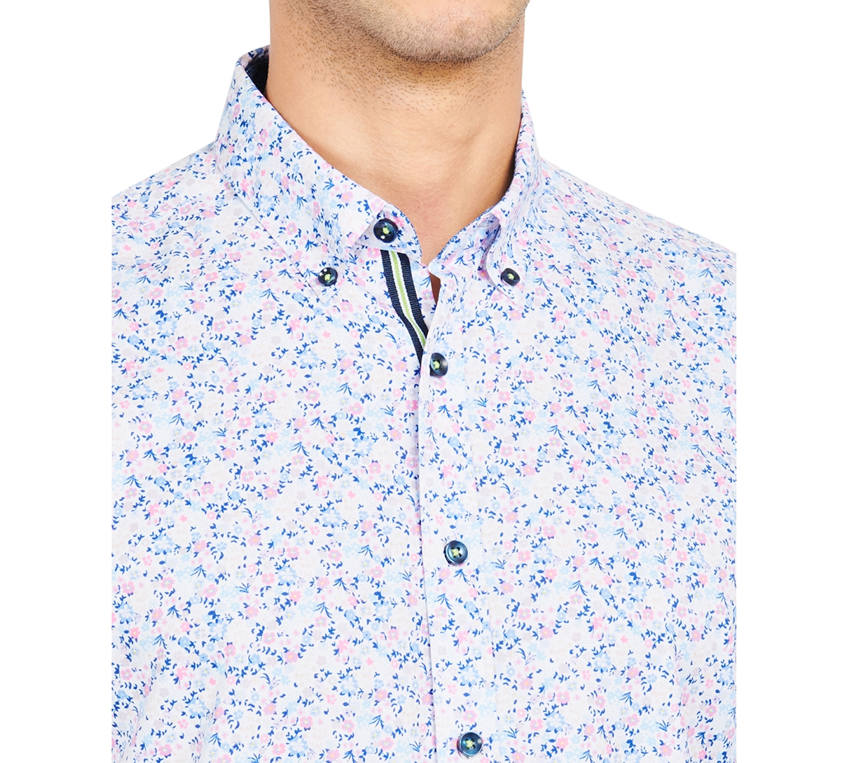 Society of Threads Men's Slim-Fit Performance Stretch Floral Print Short-Sleeve Button-Down Shirt