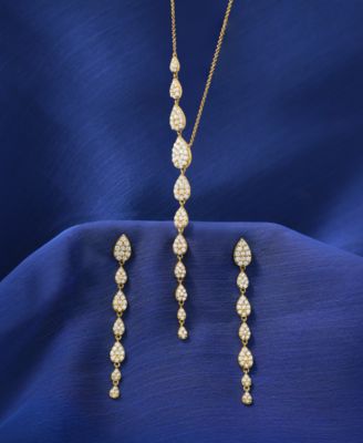 Wrapped In Love Diamond Asymmetric Lariat Necklace Drop Earrings Collection In 14k Gold Created For Macys In Yellow Gold