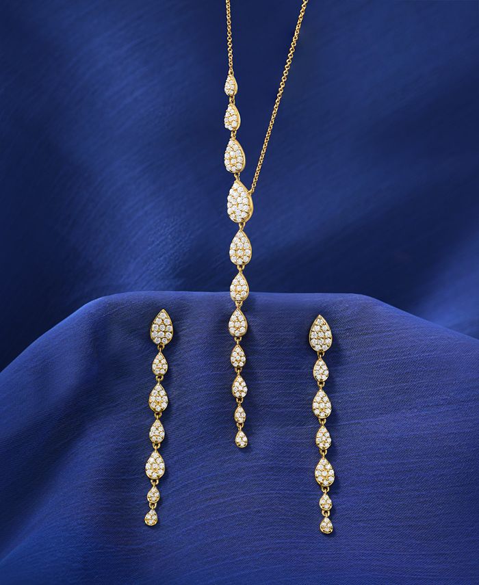Wrapped in Love Diamond Asymmetric Lariat Necklace & Drop Earrings ...