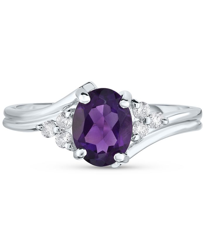 Macy's Amethyst (1 ct. t.w.) & Diamond (1/6 ct. t.w.) Swirl Ring in 10k ...