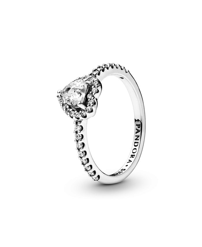 Pandora Cubic Zirconia Timeless Elevated Heart Ring - Macy's