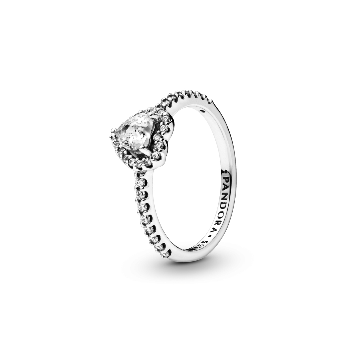 Pandora Cubic Zirconia Timeless Elevated Heart Ring In Silver