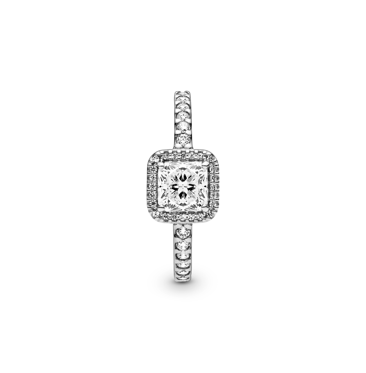 Pandora Cubic Zirconia Timeless Square Sparkle Halo Ring In Silver