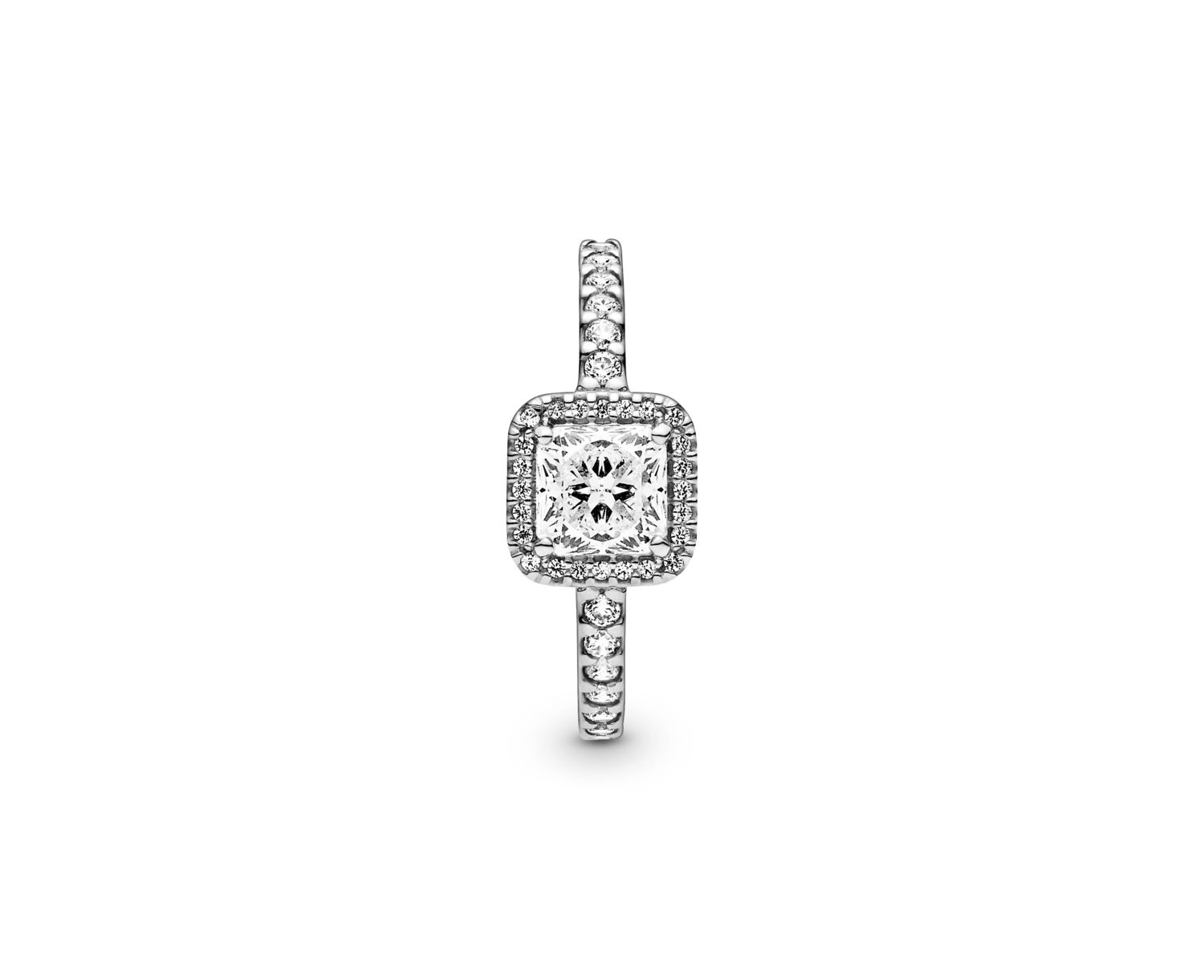Cubic Zirconia Timeless Square Sparkle Halo Ring