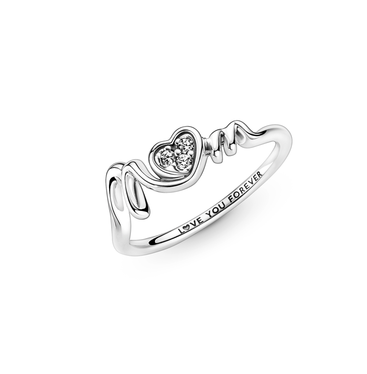 Pandora Cubic Zirconia Moments Mom Pave Heart Ring In Silver