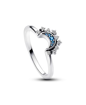 Cubic Zirconia Moments Celestial Blue Sparkling Moon Ring