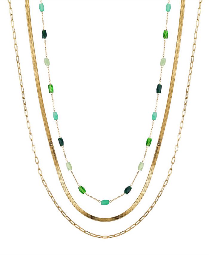 Unwritten Crystal Bead Layered 3 Piece Necklace Set Macy s