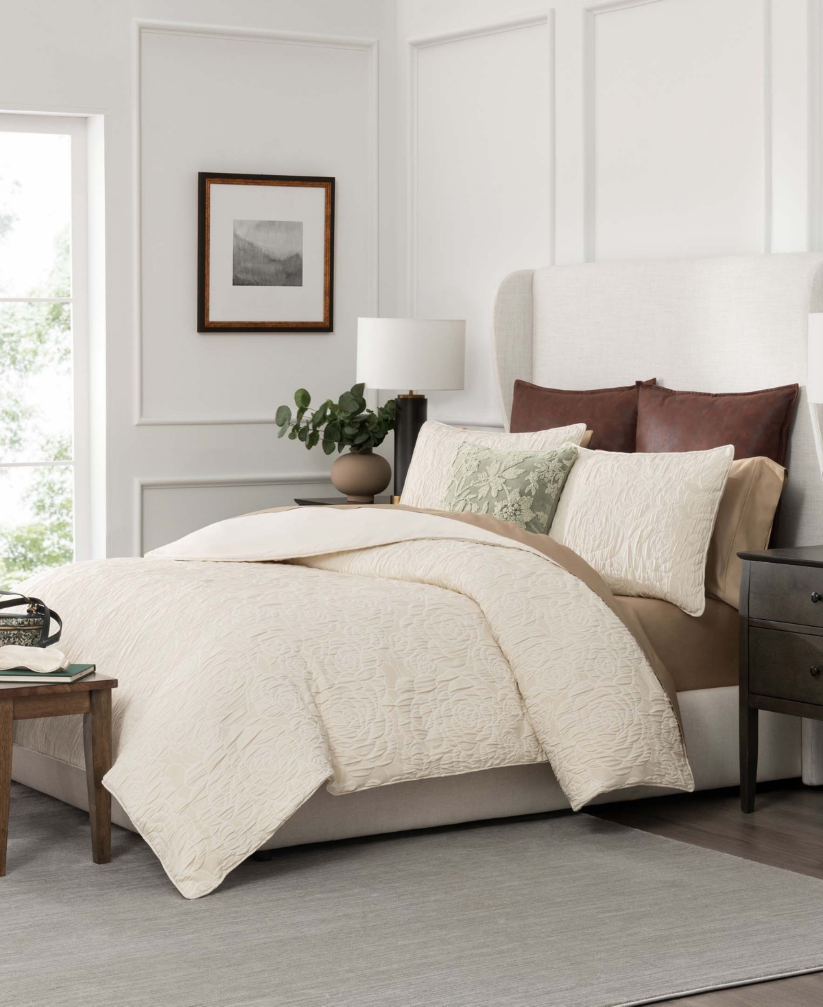 Shop Patricia Nash Rose Embossed Comforter 3-pc. Set, Queen In Taupe