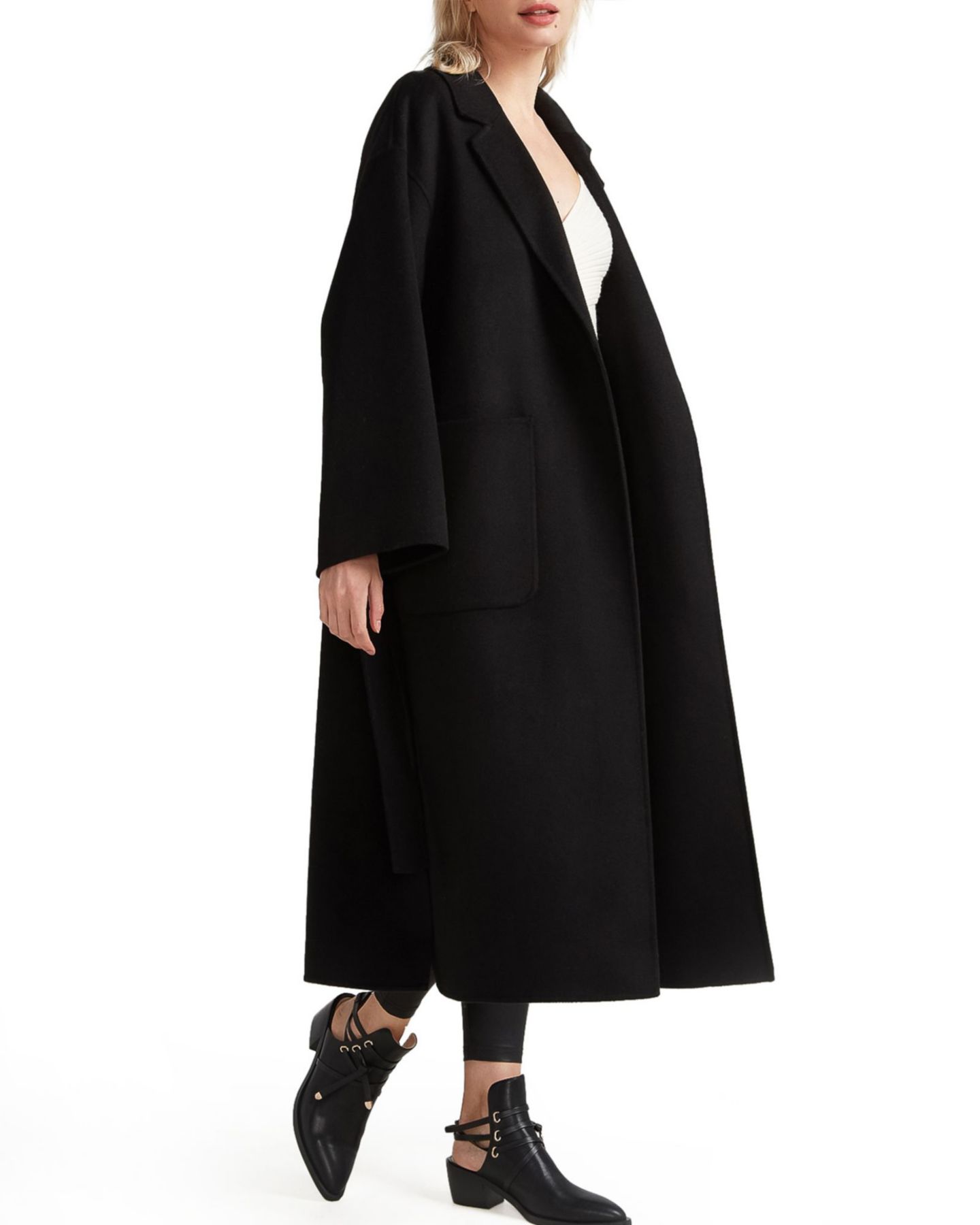 Женское пальто Belle & Bloom Wide Awake Split Hem Overcoat, цвет: Чёрный — фото 3