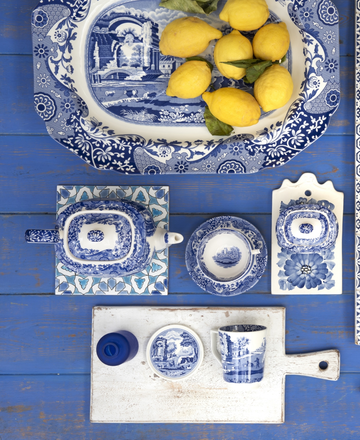 SpodeItalian Jumbo Cup with Lid - Blue/white