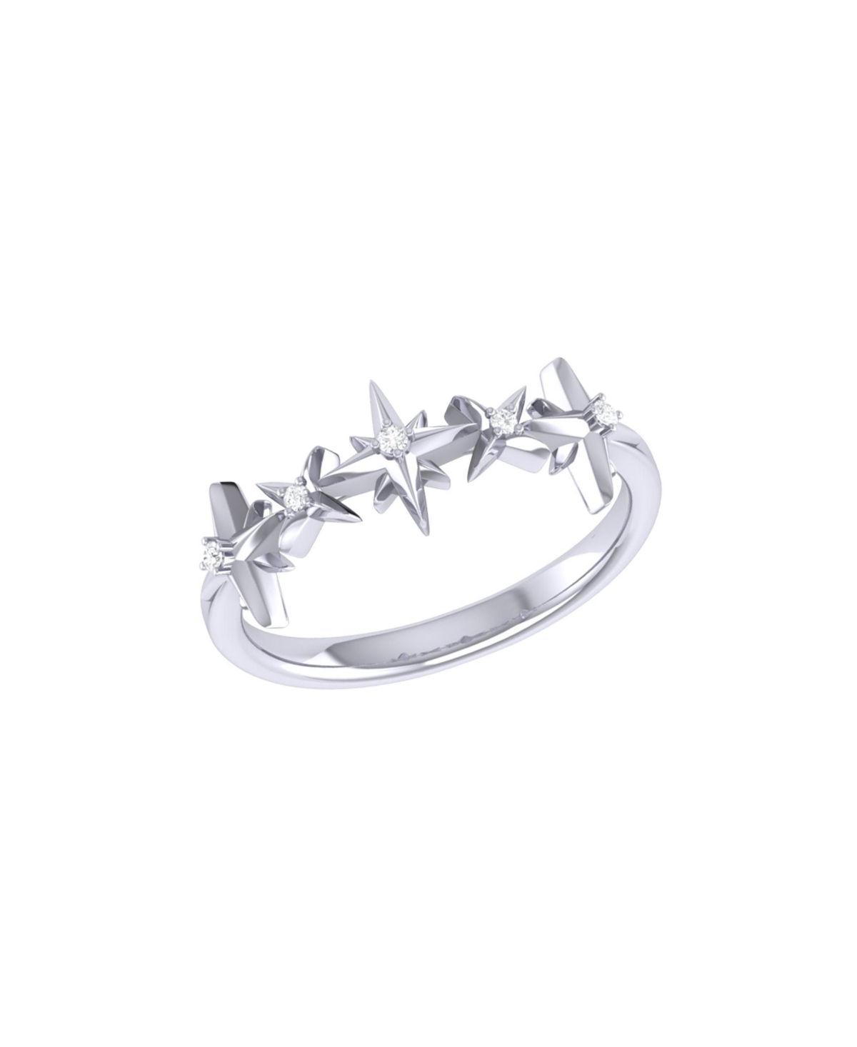 Luvmyjewelry Starry Lane Diamond Ring In Sterling Silver In Grey