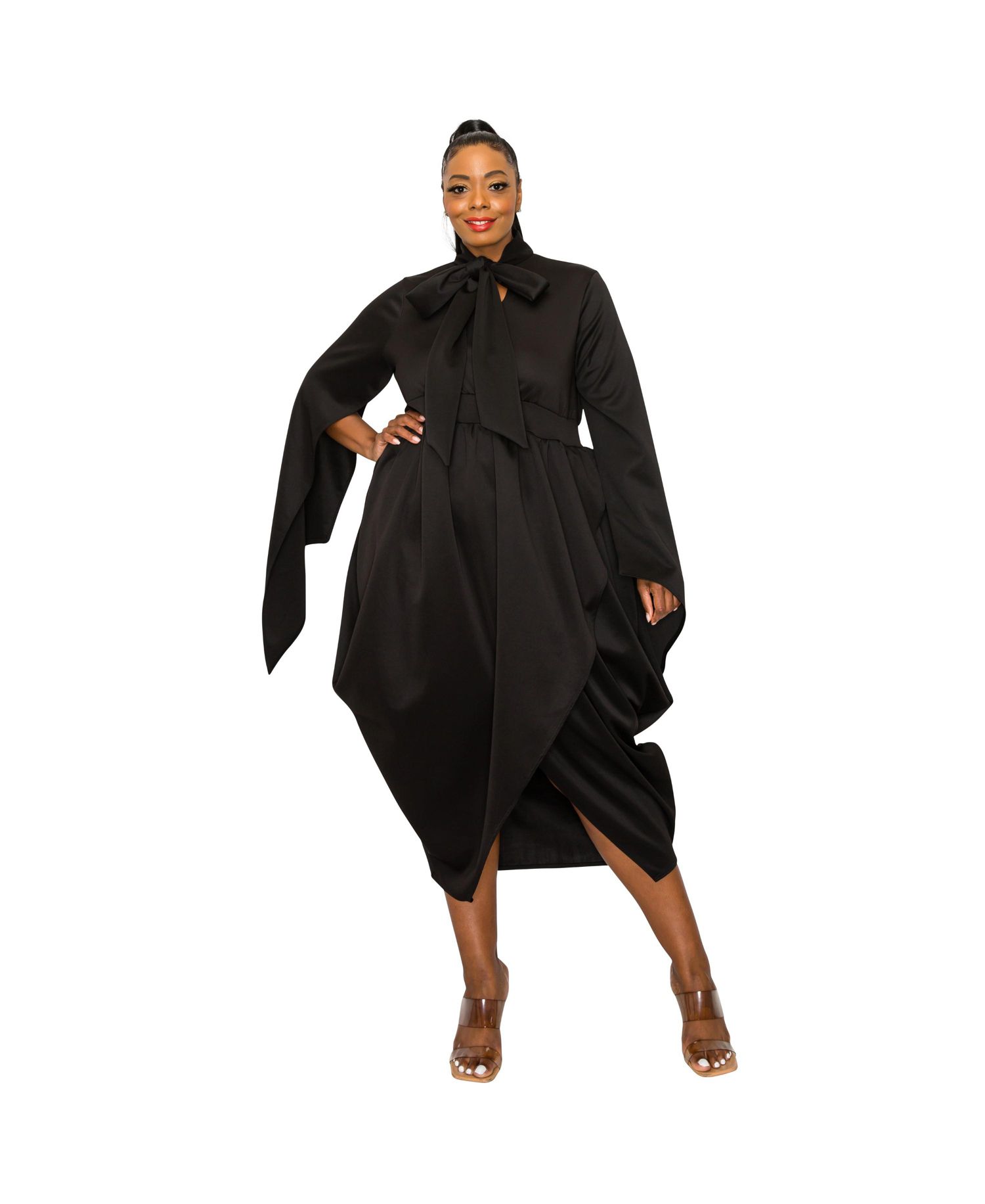 Plus Size Tina Tulip Hem Cape Sleeve Pocket Dress