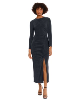 Donna Morgan - Women's Ruched Long-Sleeve Midi Dress