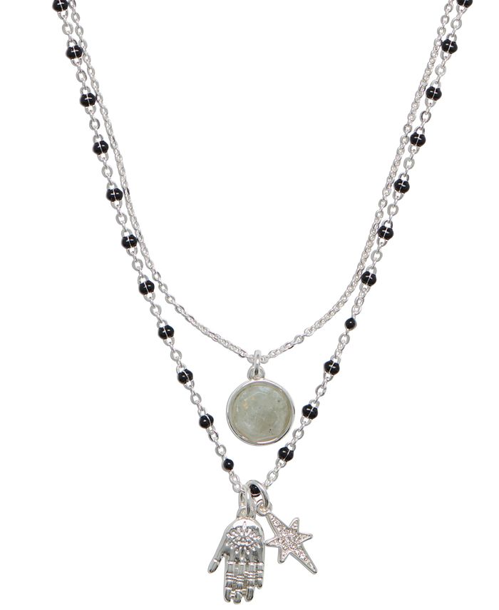 Lucky Brand Silver Tone Gemstone Spiritual Charm Convertible