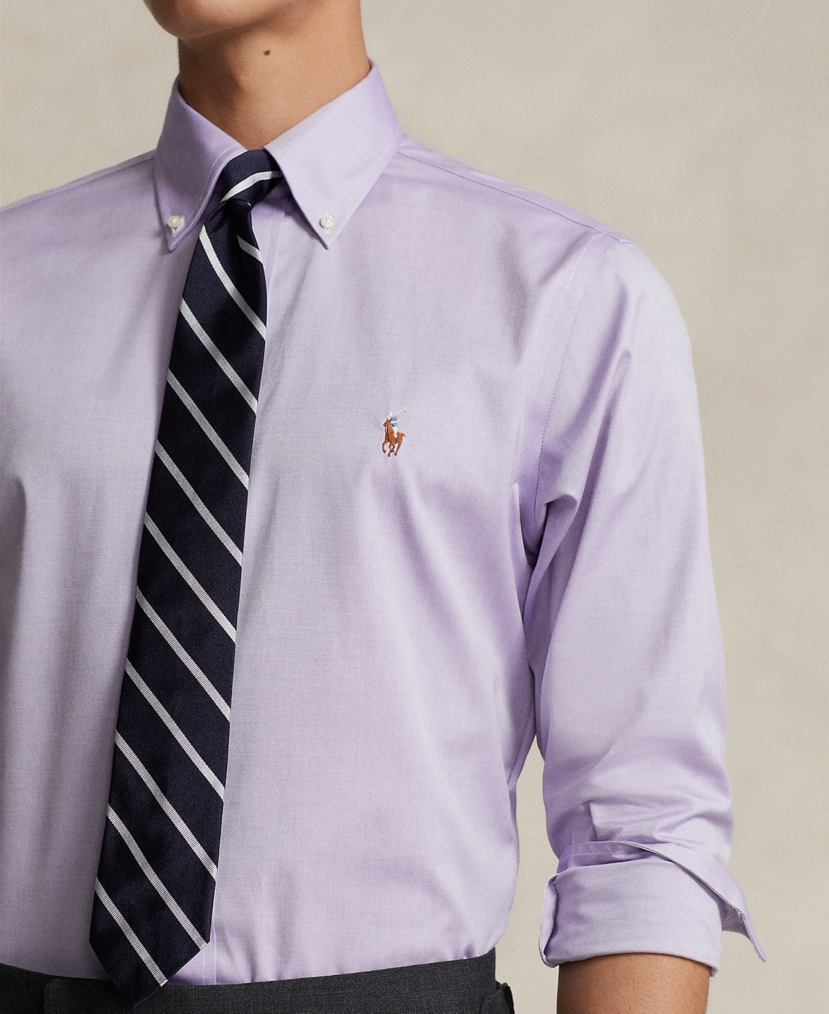 Polo Ralph Lauren Men's Classic-Fit Striped Oxford Shirt -White