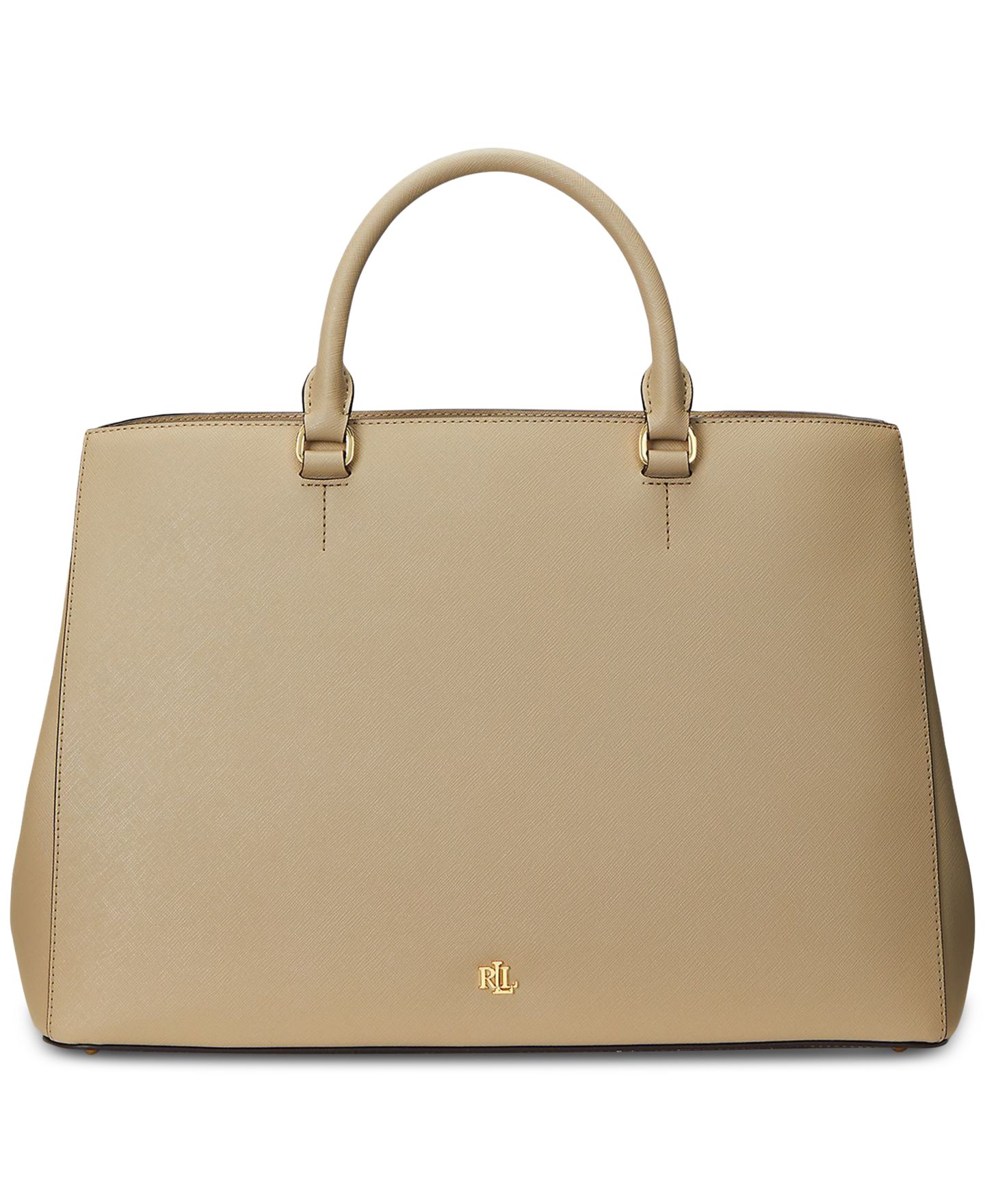 Женская сумка Lauren Ralph Lauren Hanna Large Crosshatch Leather Satchel, цвет: Берёзовый рыжевато-коричневый — фото 1