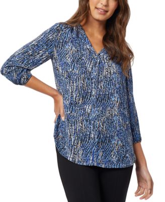 Jones New York - Women's Kelly Printed V-Neck Blouse