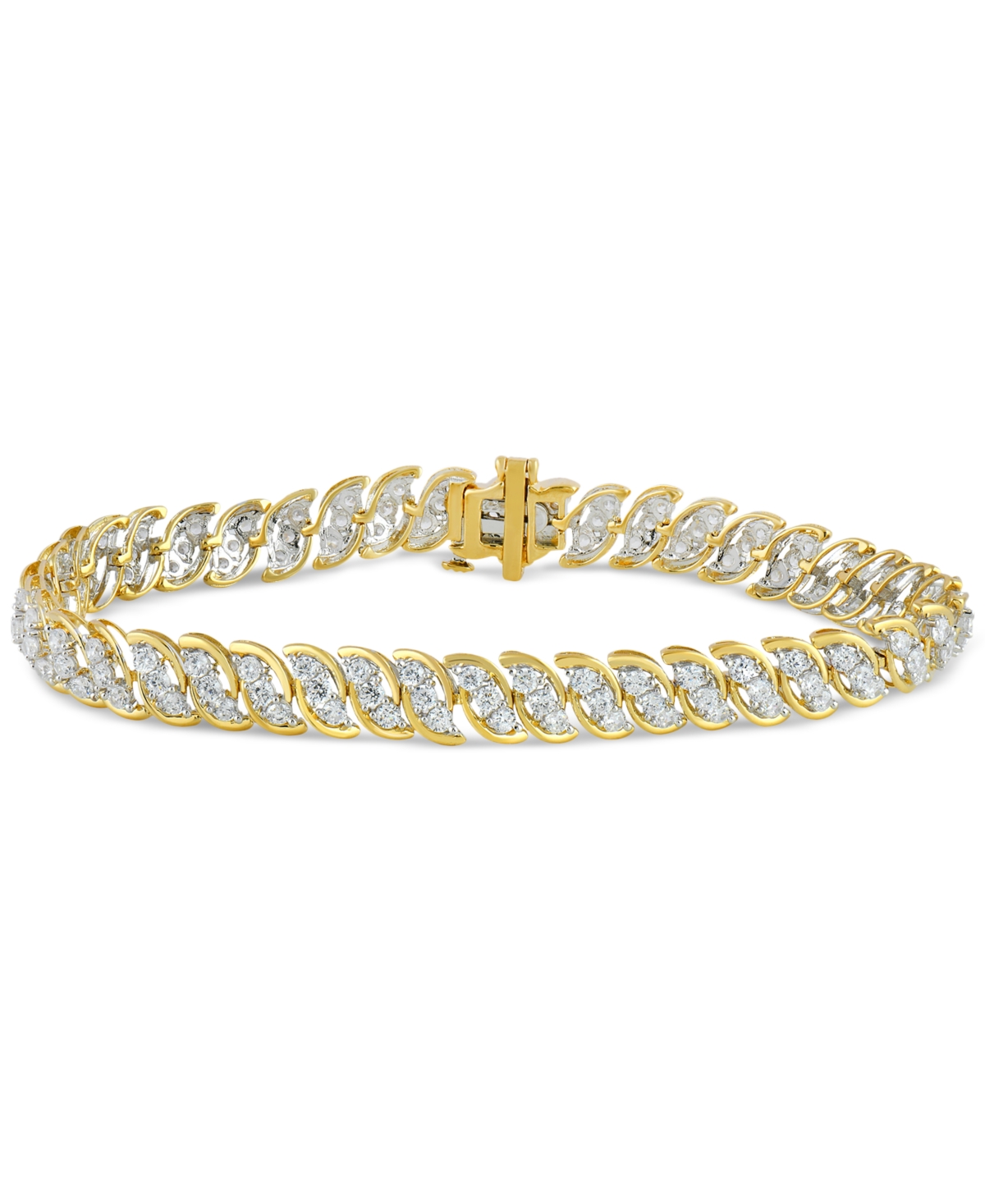 Macy's Diamond S Curve Link Bracelet (4 Ct. T.w.) In 10k Gold In Yellow Gold