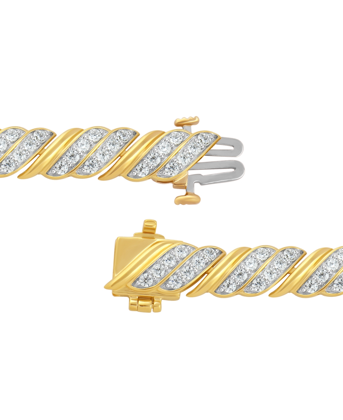Macy's Diamond Diagonal Row Link Bracelet (3 Ct. T.w.) In 10k Gold In Yellow Gold