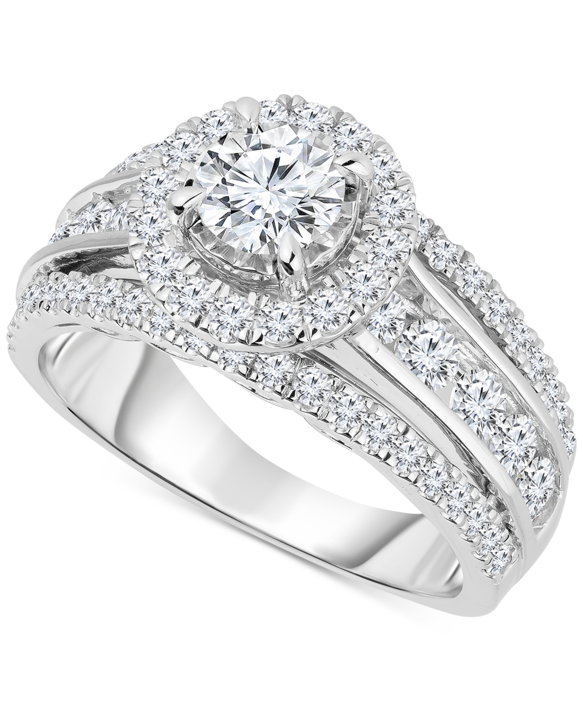 Trumiracle Diamond Halo Triple Row Engagement Ring (2 Ct. T.w.) In 14k White Gold