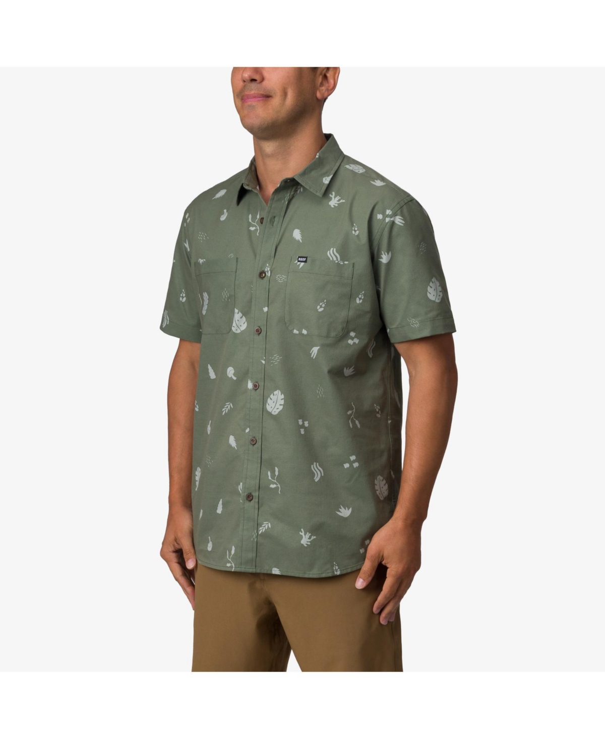 Men's Bloom Short Sleeves Woven Shirt - Light Olive