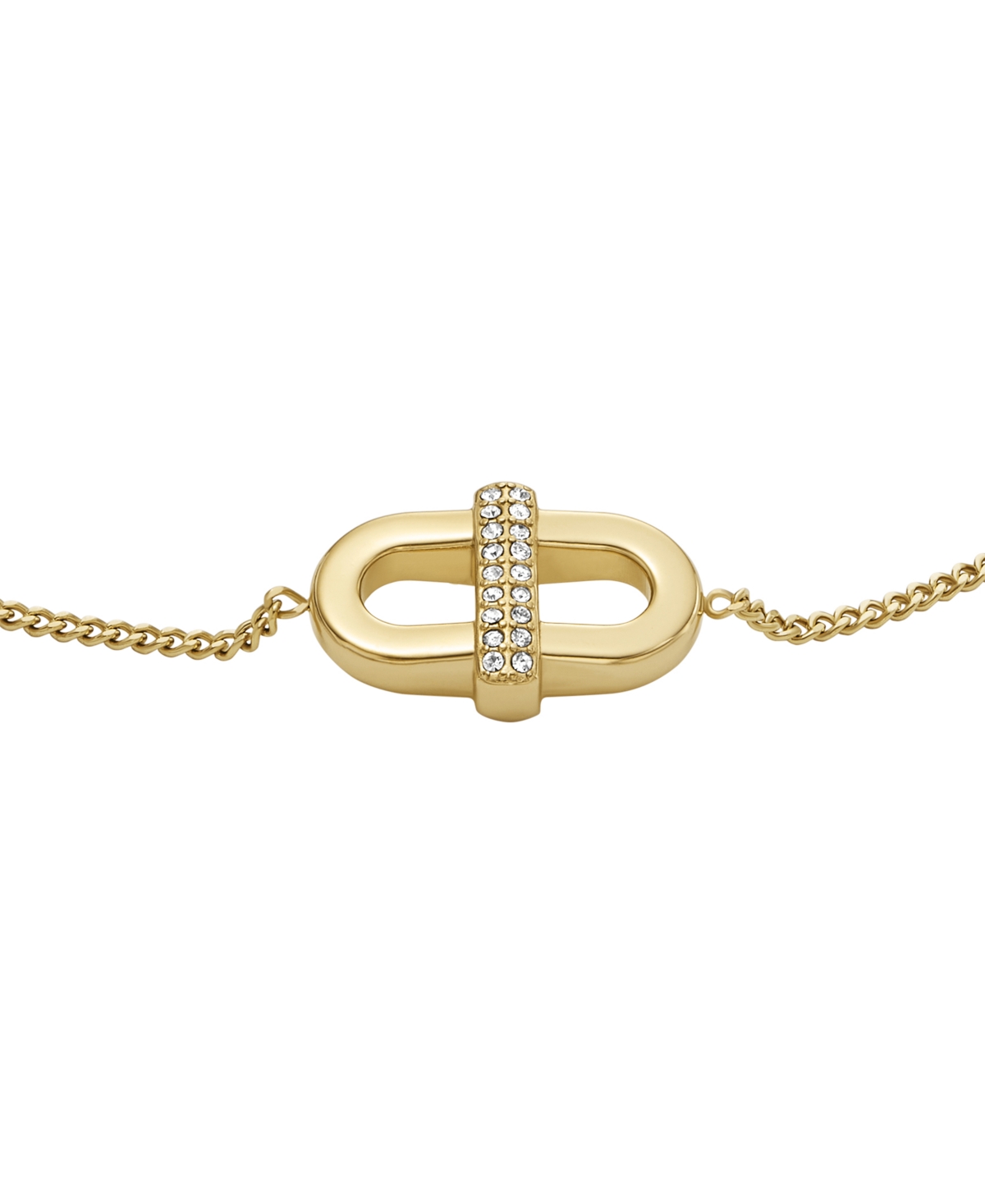 Shop Fossil Heritage D-link Glitz Gold-tone Stainless Steel Chain Bracelet