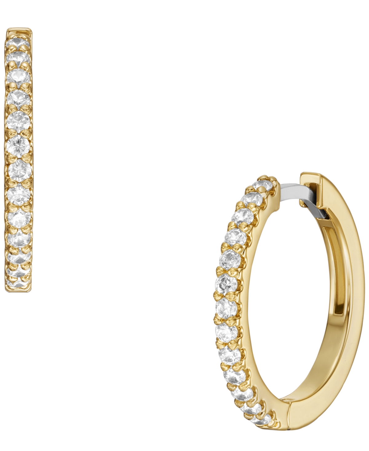 Shop Fossil All Stacked Up Gold-tone Brass Glitz Hoop Earrings