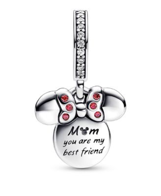 Cubic Zirconia Disney Minnie Mouse Silhouette Double Dangle Charm
